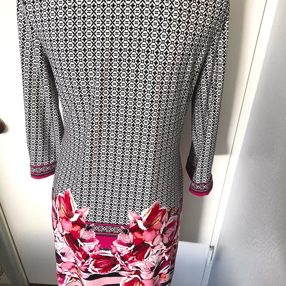 Womens New York & Company Black and Pink Patterned Dress - Picture 5 of 7